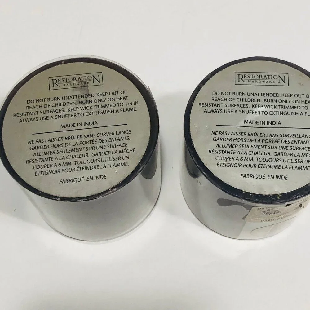 Restoration Hardware Purple Tamarind Wax Pillar Candle Set of 2 NEW Single Wick‎